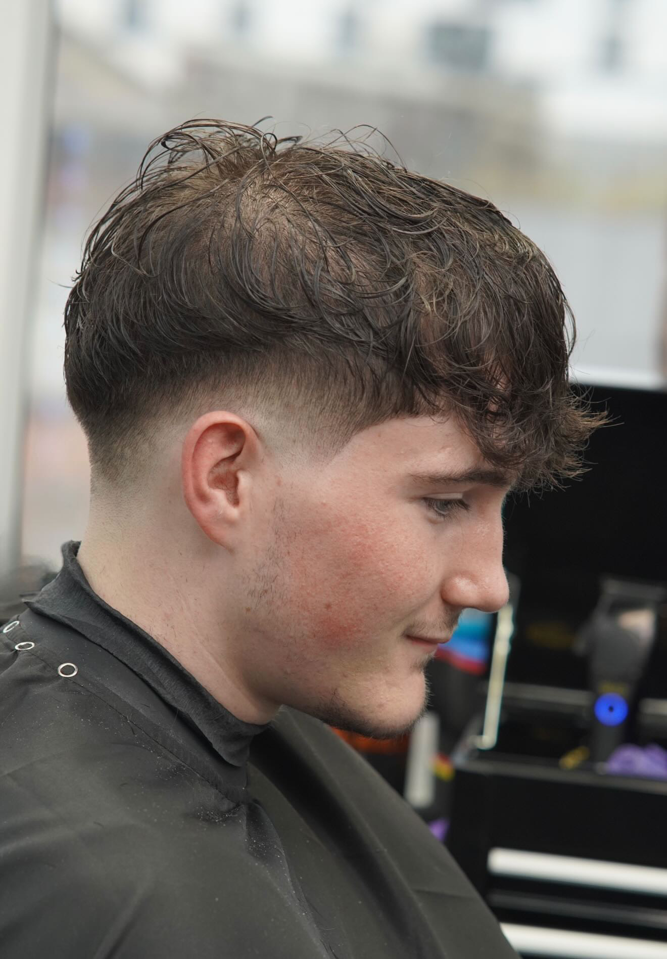 Textured crop with drop fade at PB Barbers